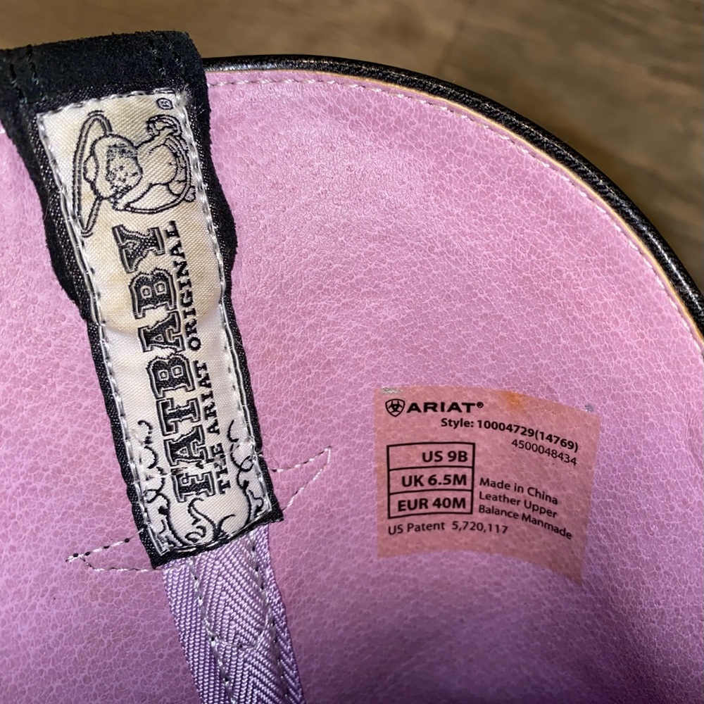 Ariat Fatbaby Western Boots Black with Purple & Pink Embroidered – US 9B - Picture 5 of 5